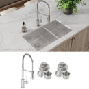 Elkay Crosstown 18 Gauge Stainless Steel 31-1/2" x 18-1/2" x 9" 60/40 Double Bowl Undermount Sink & Faucet Kit with Drain ECTRU32179RTFCC