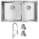Elkay Crosstown 18 Gauge Stainless Steel 31-1/2" x 18-1/2" x 9" 60/40 Double Bowl Undermount Sink & Faucet Kit with Drain ECTRU32179RTFCC