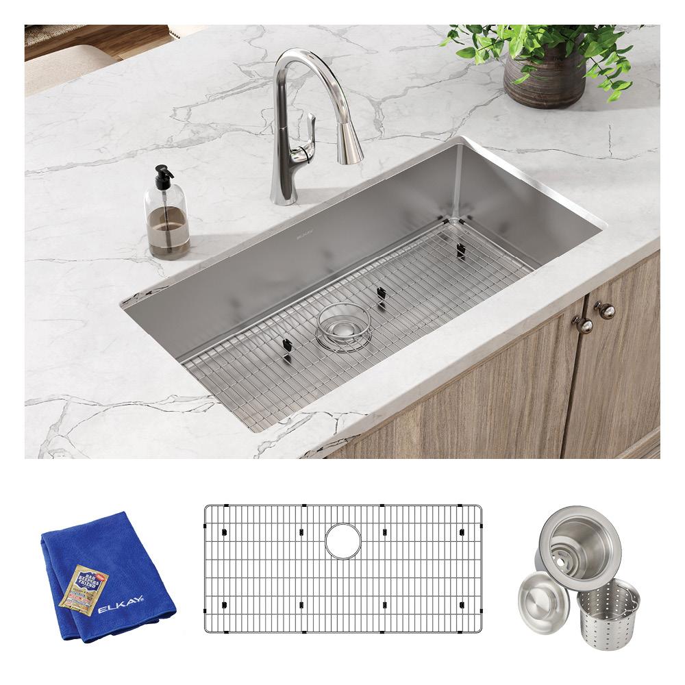 Elkay Crosstown 18 Gauge Stainless Steel 36-1/2" x 18-1/2" x 9" Single Bowl Undermount Sink Kit ECTRU35179TC