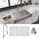 Elkay Crosstown 18 Gauge Stainless Steel 35-7/8" x 20-1/4" x 9" Single Bowl Farmhouse Sink & Faucet Kit with Bottom Grid & Drain ECTRUF30179RFBC