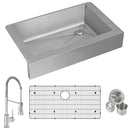 Elkay Crosstown 18 Gauge Stainless Steel 35-7/8" x 20-1/4" x 9" Single Bowl Farmhouse Sink & Faucet Kit with Bottom Grid & Drain ECTRUF30179RFBC