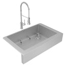 Elkay Crosstown 18 Gauge Stainless Steel 35-7/8" x 20-1/4" x 9" Single Bowl Farmhouse Sink & Faucet Kit with Bottom Grid & Drain ECTRUF30179RFBC
