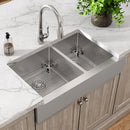 Elkay Crosstown 18 Gauge Stainless Steel 35-7/8" x 20-1/4" x 9" 60/40 Double Bowl Farmhouse Sink Kit ECTRUF32179RC