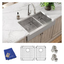 Elkay Crosstown 18 Gauge Stainless Steel 35-7/8" x 20-1/4" x 9" 60/40 Double Bowl Farmhouse Sink Kit ECTRUF32179RC