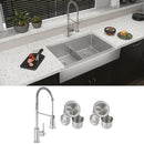 Elkay Crosstown 18 Gauge Stainless Steel 35-7/8" x 20-1/4" x 9" Eql Dbl Bwl Farmhouse Sink & Faucet Kit w/Aqua Divide & Drain ECTRUFA32179FCC