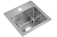 Elkay Crosstown 18 Gauge Stainless Steel 15" x 15" x 9" 1-Hole Single Bowl Dual Mount Bar Sink Kit ECTSR15159TBG1