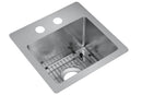 Elkay Crosstown 18 Gauge Stainless Steel 15" x 15" x 9" 2-Hole Single Bowl Dual Mount Bar Sink Kit ECTSR15159TBG2