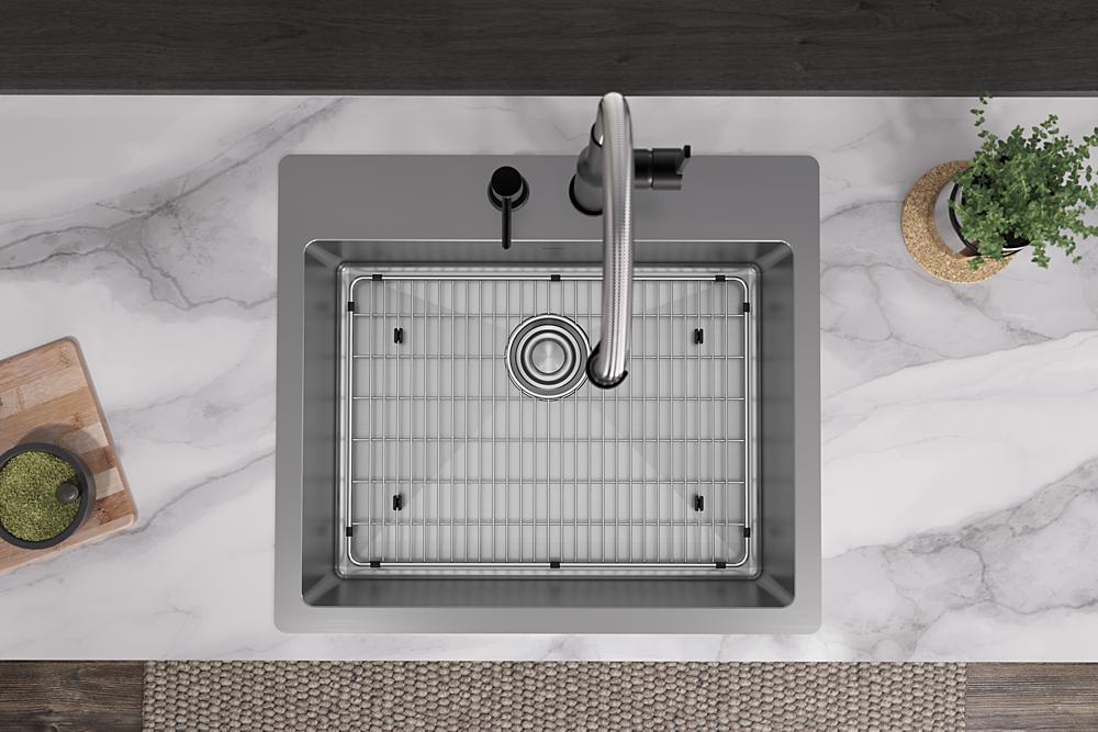 Elkay Crosstown 18 Gauge Stainless Steel 25" x 22" x 9" 2-Hole Single Bowl Dual Mount Sink Kit ECTSR25229TBG2
