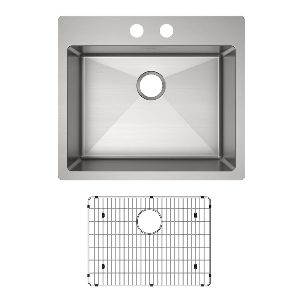 Elkay Crosstown 18 Gauge Stainless Steel 25" x 22" x 9" 2-Hole Single Bowl Dual Mount Sink Kit ECTSR25229TBG2