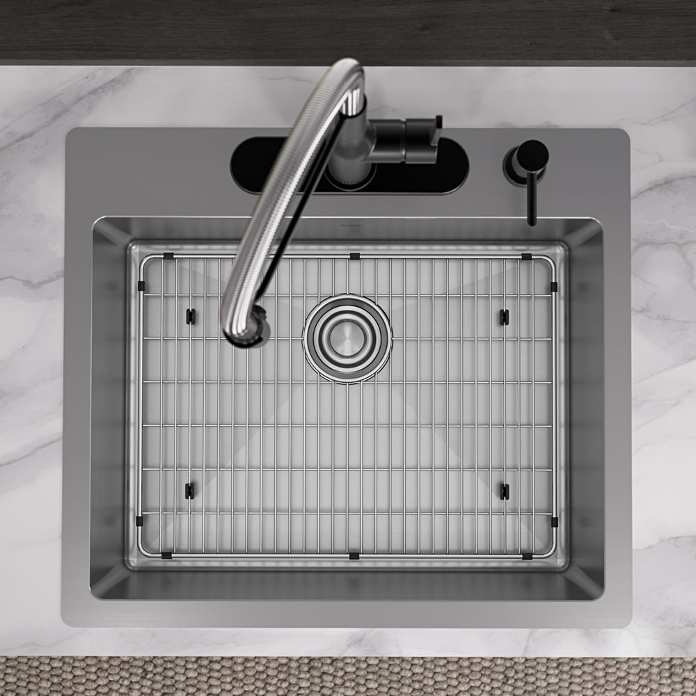 Elkay Crosstown 18 Gauge Stainless Steel 25" x 22" x 9" 4-Hole Single Bowl Dual Mount Sink Kit ECTSR25229TBG4