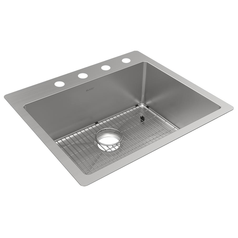 Elkay Crosstown 18 Gauge Stainless Steel 25" x 22" x 9" 4-Hole Single Bowl Dual Mount Sink Kit ECTSR25229TBG4