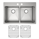 Elkay Crosstown 18 Gauge Stainless Steel 33" x 22" x 9" 2-Hole Equal Double Bowl Dual Mount Sink Kit ECTSR33229TBG2