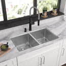 Elkay Crosstown 18 Gauge Stainless Steel 33" x 22" x 9" 2-Hole Equal Double Bowl Dual Mount Sink Kit ECTSR33229TBG2