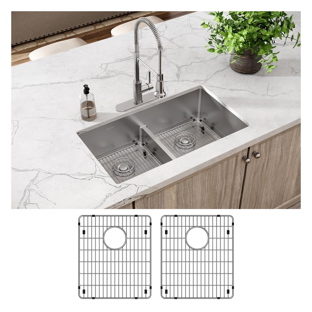 Elkay Crosstown 18 Gauge Stainless Steel 33" x 22" x 9" 3-Hole Equal Double Bowl Dual Mount Sink Kit with Aqua Divide ECTSRA33229TBG3