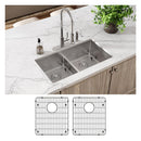 Elkay Crosstown 18 Gauge Stainless Steel 33" x 22" x 9" 4-Hole Equal Double Bowl Dual Mount Sink Kit with Aqua Divide ECTSRA33229TBG4