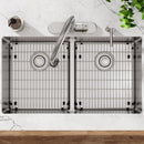 Elkay Crosstown 18 Gauge Stainless Steel 33" x 22" x 9" 4-Hole Equal Double Bowl Dual Mount Sink Kit with Aqua Divide ECTSRA33229TBG4