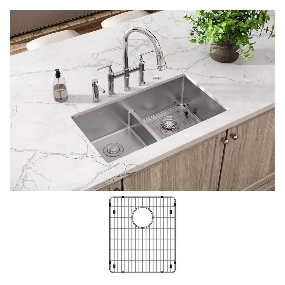 Elkay Crosstown 18 Gauge Stainless Steel 33" x 22" x 9" 5-Hole Equal Double Bowl Dual Mount Sink Kit with Aqua Divide ECTSRA33229TBG5