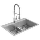 Elkay Crosstown 18 Gauge Stainless Steel 33" x 22" x 9" 1-Hole Equal Double Bowl Dual Mount Sink Kit with Aqua Divide and Faucet ECTSRA33229TFC