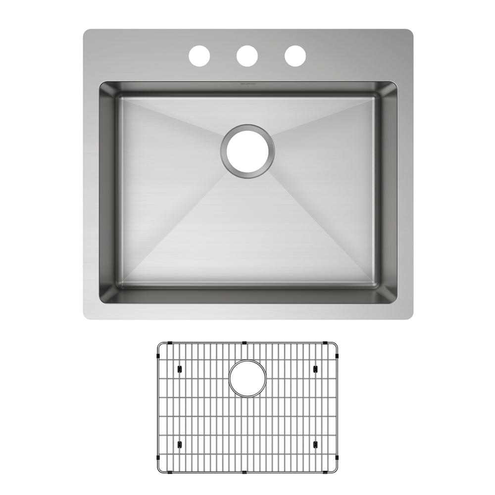 Elkay Crosstown 18 Gauge Stainless Steel 25" x 22" x 6" 3-Hole Single Bowl Dual Mount ADA Sink Kit ECTSRAD25226TBG3