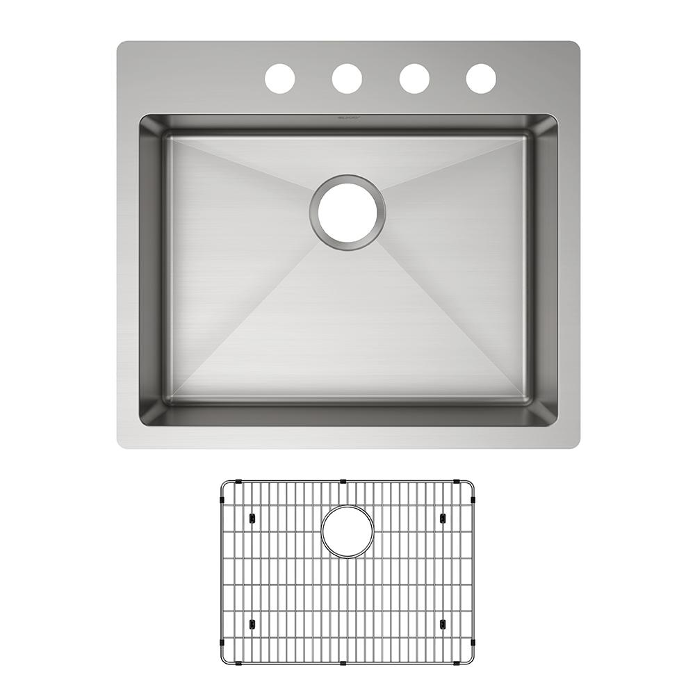 Elkay Crosstown 18 Gauge Stainless Steel 25" x 22" x 6" 4-Hole Single Bowl Dual Mount ADA Sink Kit ECTSRAD25226TBG4