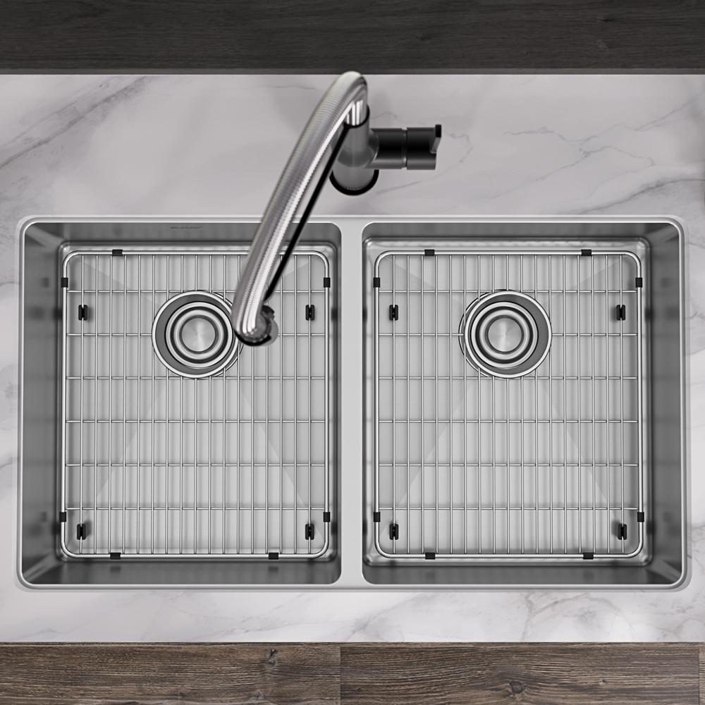 Elkay Crosstown 18 Gauge Stainless Steel 33" x 22" x 6" 1-Hole Equal Double Bowl Dual Mount ADA Sink Kit ECTSRAD33226TBG1