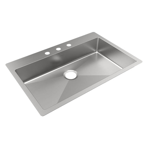 Elkay Crosstown 18 Gauge Stainless Steel 33" x 22" x 6" 3-Hole Single Bowl Dual Mount ADA Sink ECTSRSAD3322603