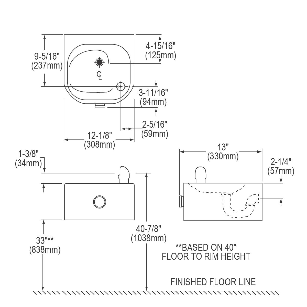 Elkay Soft Sides Single Fountain Non-Filtered Non-Refrigerated, Stainless EDFP210C