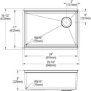 Elkay Crosstown 16 Gauge Workstation Stainless Steel 25-1/2" x 18-1/2" x 9" Single Bowl Undermount Sink Kit EFRU24169RTWC