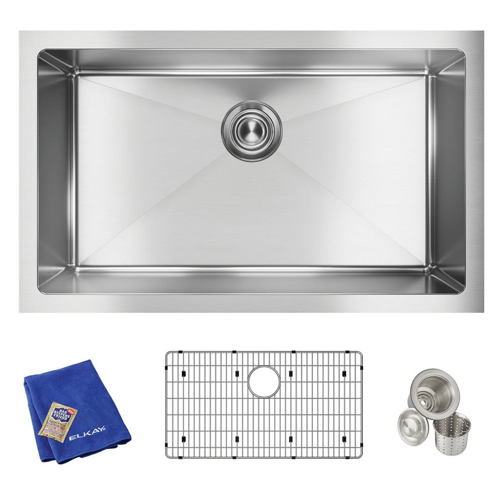 Elkay Crosstown 16 Gauge Stainless Steel 30-1/2" x 18-1/2" x 10" Single Bowl Undermount Sink Kit EFRU281610TC