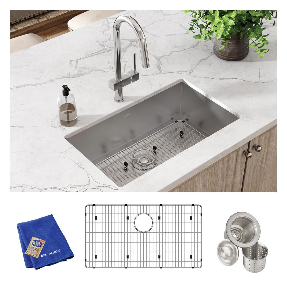 Elkay Crosstown 16 Gauge Stainless Steel 30-1/2" x 18-1/2" x 10" Single Bowl Undermount Sink Kit EFRU281610TC