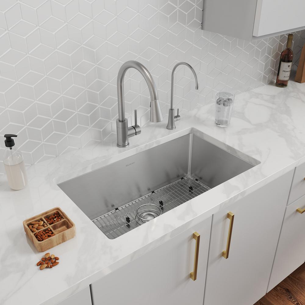 Elkay Crosstown 16 Gauge Stainless Steel 30-1/2" x 18-1/2" x 10" Single Bowl Undermount Sink Kit with Filtered Beverage Faucet EFRU281610TFG