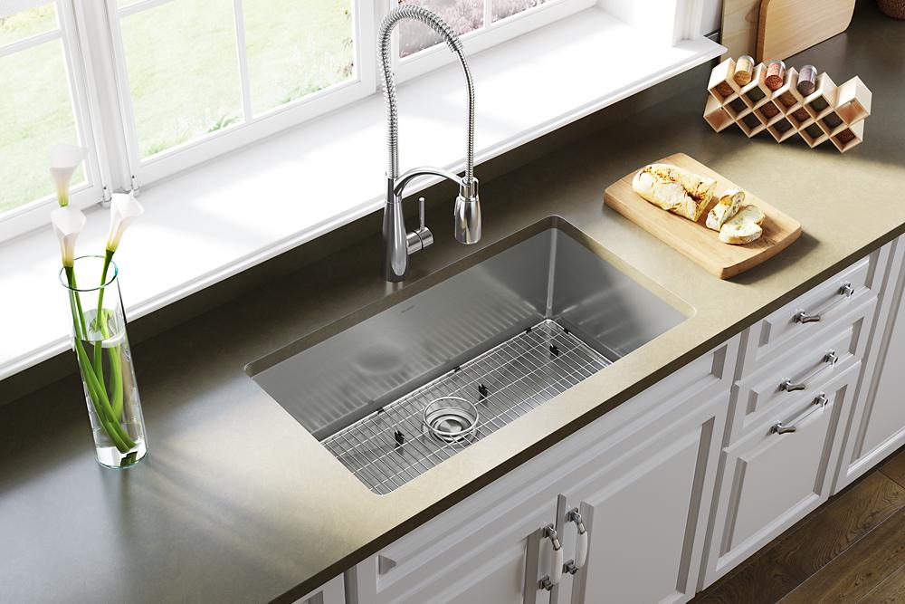 Elkay Crosstown 16 Gauge Stainless Steel 32-1/2" x 18" x 10" Single Bowl Undermount Sink Kit EFRU311610TC