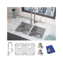 Elkay Crosstown 16 Gauge Stainless Steel 30-3/4" x 18-1/2" x 10" Equal Double Bowl Undermount Sink Kit with Faucet EFRU311810TFC