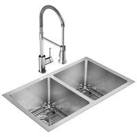 Elkay Crosstown 16 Gauge Stainless Steel 30-3/4" x 18-1/2" x 10" Equal Double Bowl Undermount Sink Kit with Faucet EFRU311810TFC