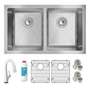 Elkay Crosstown 16 Gauge Stainless Steel 30-3/4" x 18-1/2" x 10" Equal Double Bowl Undermount Sink Kit with Filtered Faucet EFRU311810TFLC