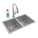 Elkay Crosstown 16 Gauge Stainless Steel 30-3/4" x 18-1/2" x 10" Equal Double Bowl Undermount Sink Kit with Filtered Faucet EFRU311810TFLC