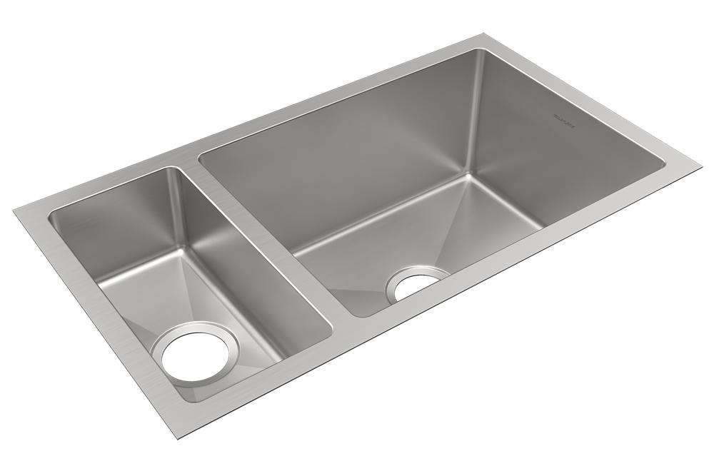 Elkay Crosstown 16 Gauge Stainless Steel 32-1/4" x 18-1/4" x 10" 30/70 Double Bowl Undermount Sink EFRU321910T