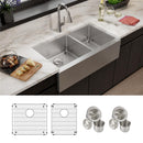 Elkay Crosstown 16 Gauge Stainless Steel 35-7/8" x 20-1/4" x 9" Double Bowl Tall Farmhouse Sink Kit EFRUFF23417DBG