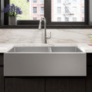 Elkay Crosstown 16 Gauge Stainless Steel 35-7/8" x 20-1/4" x 9" Double Bowl Tall Farmhouse Sink Kit EFRUFF23417DBG
