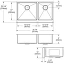 Elkay Crosstown 16 Gauge Stainless Steel 35-7/8" x 20-1/4" x 9" Double Bowl Tall Farmhouse Sink Kit EFRUFF23417DBG