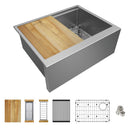 Elkay Crosstown 16 Gauge Workstation Stainless Steel 25-7/8" x 20-1/4" x 9-7/16" Single Bowl Farmhouse Sink Kit EFRUFF24179RW