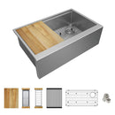 Elkay Crosstown 16 Gauge Workstation Stainless Steel 31-7/8" x 20-1/4" x 9-7/16" Single Bowl Farmhouse Sink Kit EFRUFF30179RW