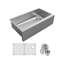 Elkay Crosstown 16 Gauge Stainless Steel 35-7/8" x 20-1/4" x 9" Single Bowl Tall Farmhouse Sink Kit EFRUFF3417RDBG