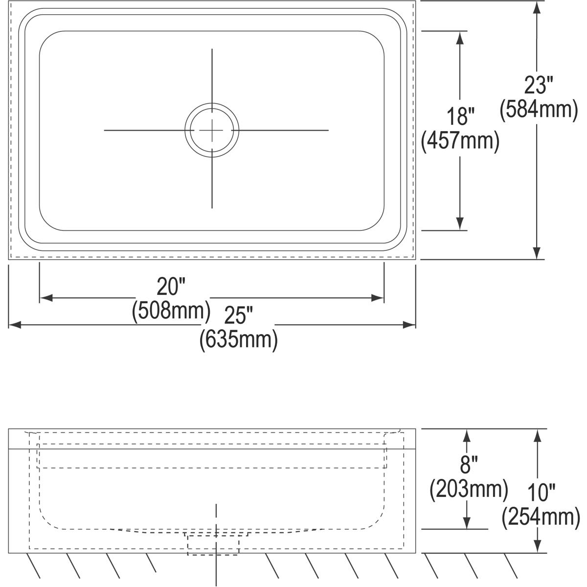 Elkay Stainless Steel 25" x 23" x 8" Single Bowl, Floor Mount Service Sink Package EFS2523C