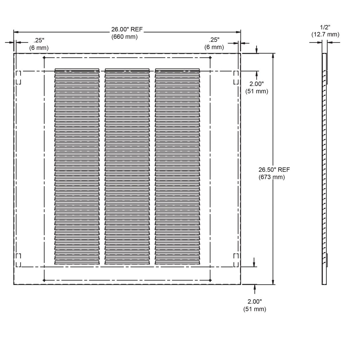Elkay Louvered Grill 26" x 1/2" x 26-1/2" EG3