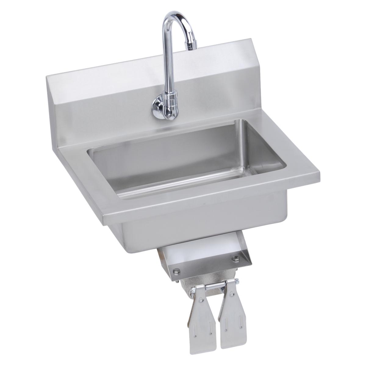 Elkay Stainless Steel 18" x 14-1/2" x 11" 18 Gauge Hand Sink with Knee Valve and Faucet EHS-18-KVX