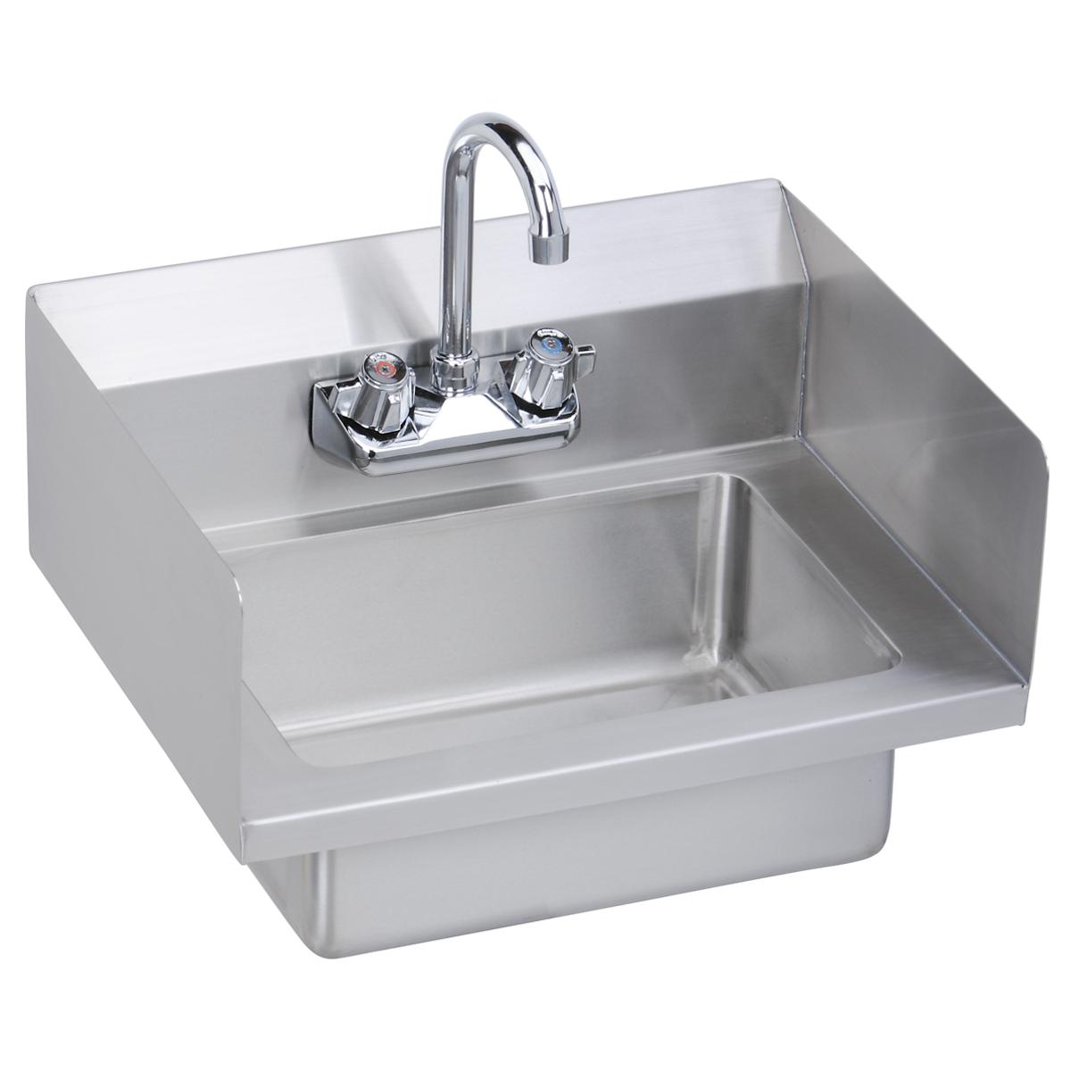 Elkay Stainless Steel 18" x 14-1/2" x 11" 18 Gauge Hand Sink with Dual Side Splashes and Faucet EHS-18-SSX