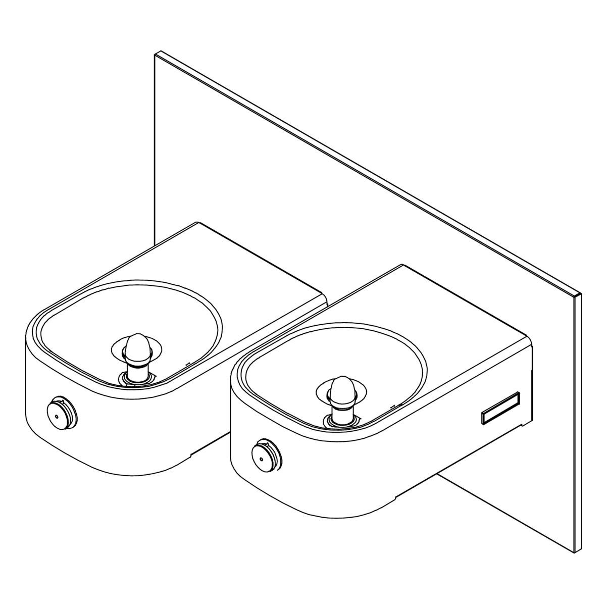 Elkay Soft Sides Heavy Duty Bi-Level Reverse Fountain, Non-Filtered Non-Refrigerated Stainless EHWM217RAC