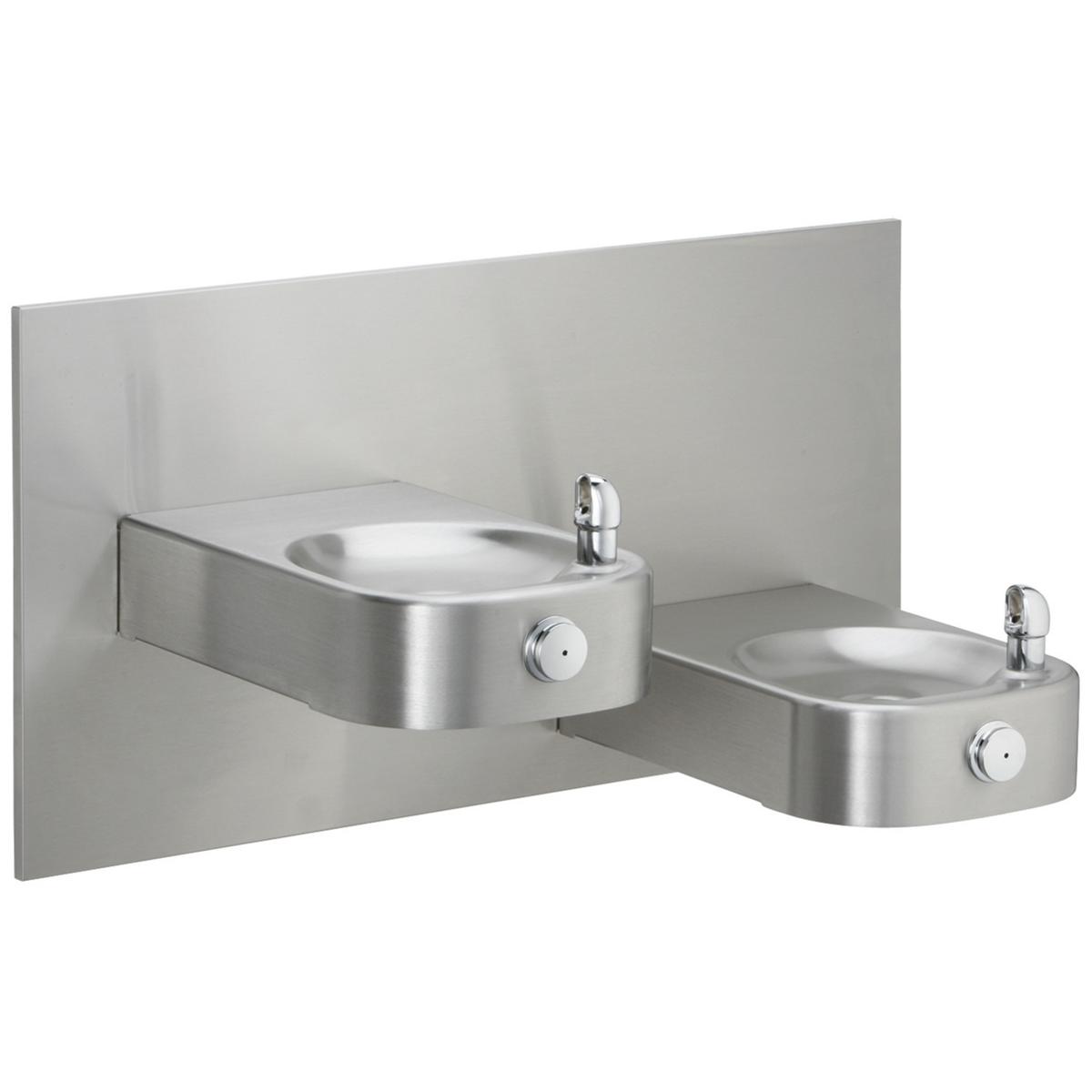 Elkay Slimline Soft Sides Heavy Duty Bi-Level Fountain, Non-Filtered Non-Refrigerated Freeze Resistant Stainless EHWM17FPK
