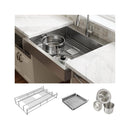 Elkay Dart Canyon Stainless Steel 29-7/8" x 27-1/4" x 9-5/8" 1-Hole Single Bowl Farmhouse Workstation Sink with 4-13/16" Deep Work Shelf ELDSSF30279DBG